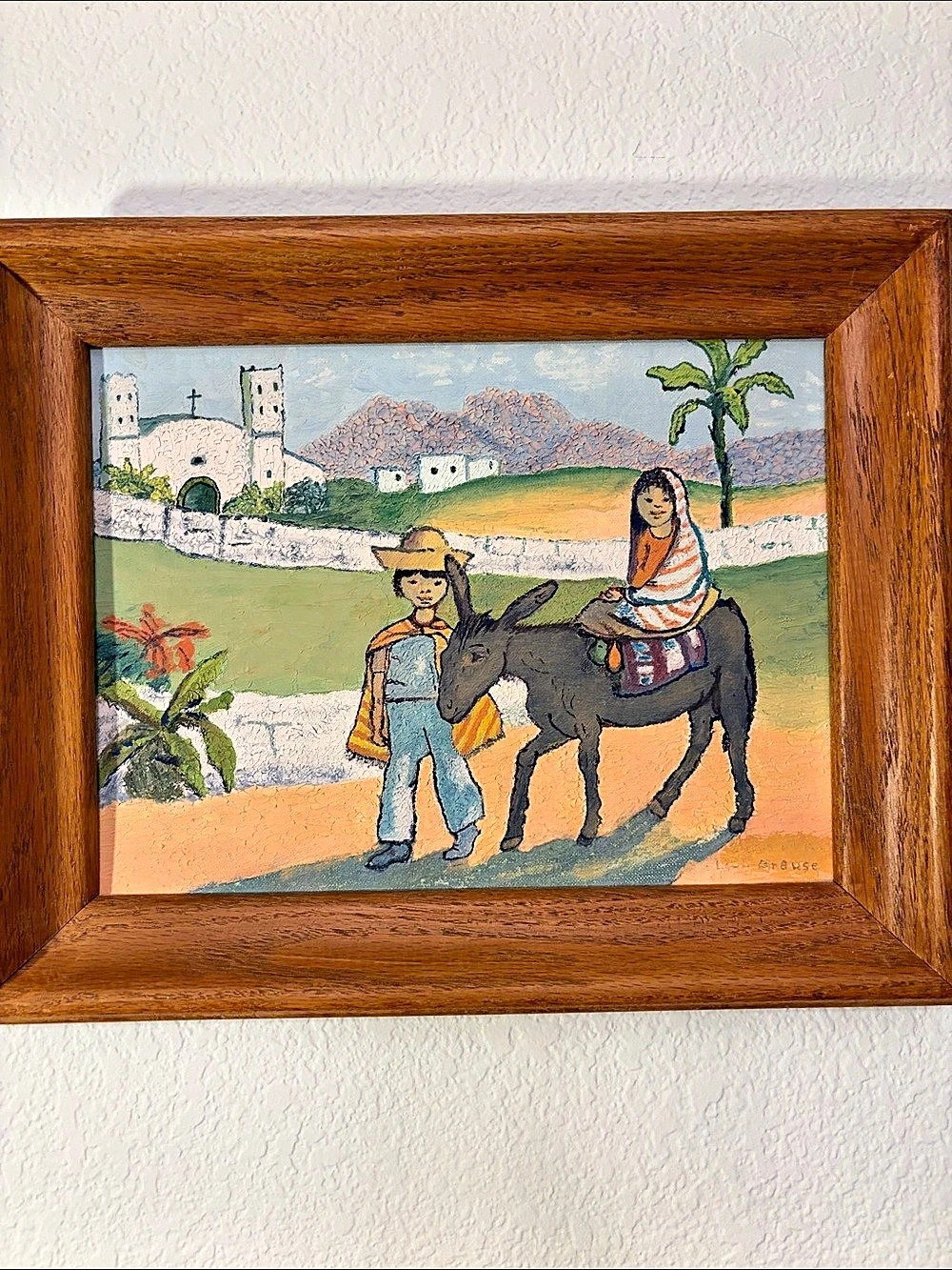 Sunday Travelers Companion Framed Painting in Brown & Green